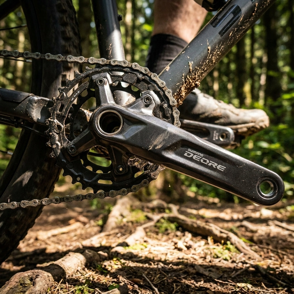 SHIMANO DEORE FC-M4100 Kurbelgarnitur, 10-fach MTB, 175mm, 36-26 Zähne. Ideal für Trail und Cross-Country.