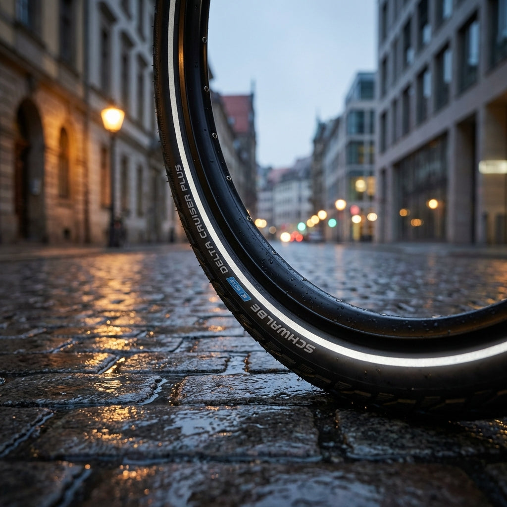 Schwalbe Delta Cruiser Plus Fahrradreifen 28 Zoll mit PunctureGuard Pannenschutz und Reflexstreifen für City und E-Bike.