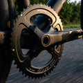 Schwarzes Miche UTG R71 Kettenblatt 52Z 12-fach am Fahrrad, leicht, präzise, Shimano 105 kompatibel.