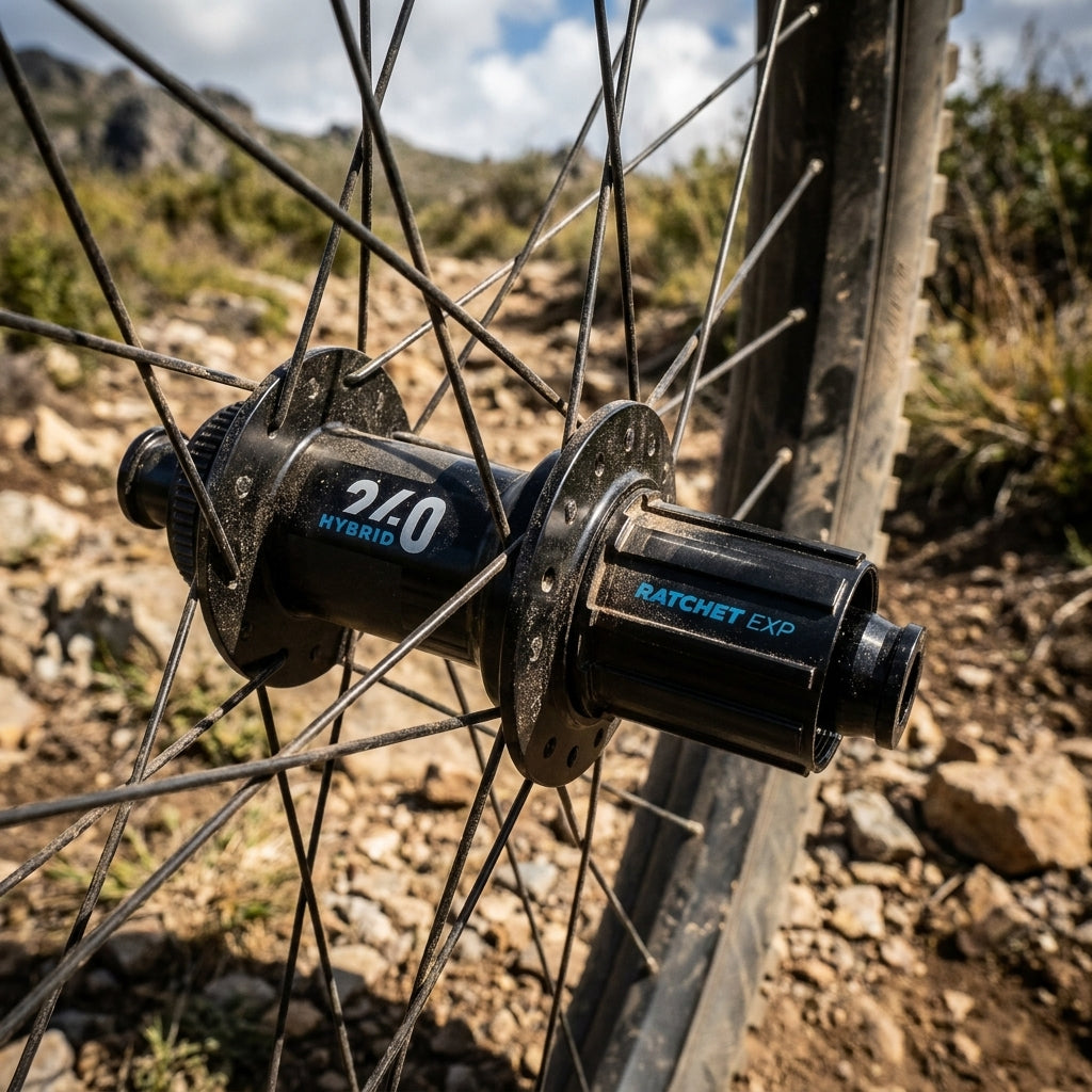 DT Swiss 240 Hybrid MTB HR Nabe, schwarz, mit Ratchet EXP System für eMTB.