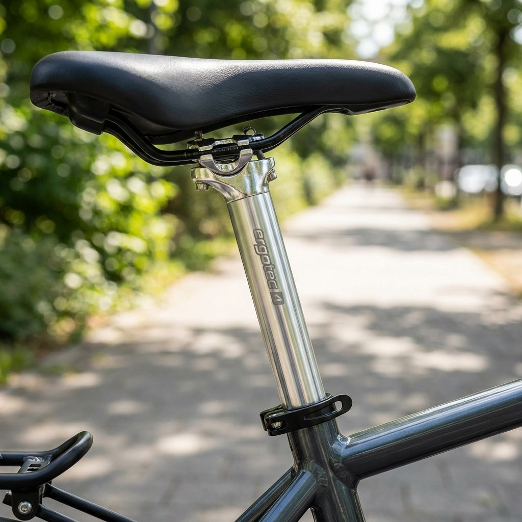 Ergotec Atar Patentsattelstütze, silber, 31,6x550mm, Aluminium für City-Trekking & MTB. Höchste Sicherheit auf jeder Fahrt.