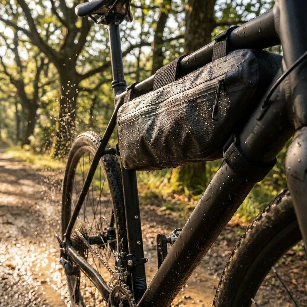 M-Wave Bikepacking Rahmentasche 2,1L. Wasserdichte Oberrohrtasche für Gravel & Bikepacking. Schwarz, leicht, robust.
