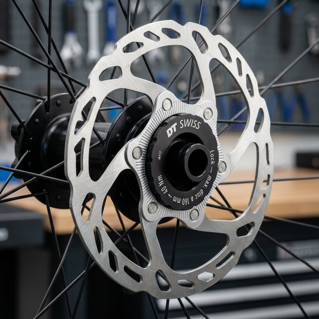 DT Swiss Adapter Centerlock auf 6-Loch für sichere Scheibenbremsen-Umrüstung am Fahrrad.