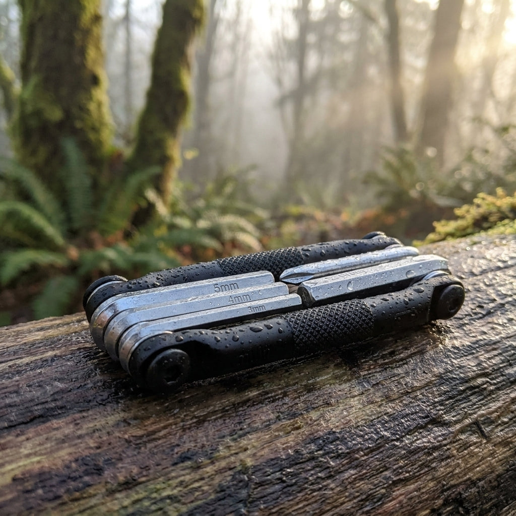 Crankbrothers Multi-5 Multitool Midnight Edition schwarz. Kompaktes Fahrrad-Multifunktionswerkzeug aus Stahl mit Inbusschlüsseln.