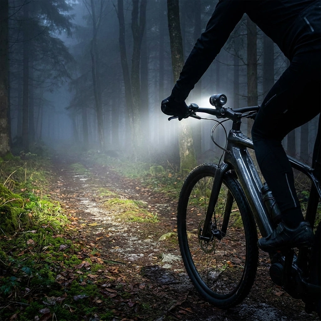 LITEMOVE AC-210 E-Bike Frontlicht mit Fernlicht. Starker, breiter Lichtkegel für maximale Sicherheit und Sicht auf nächtlichen Fahrten.