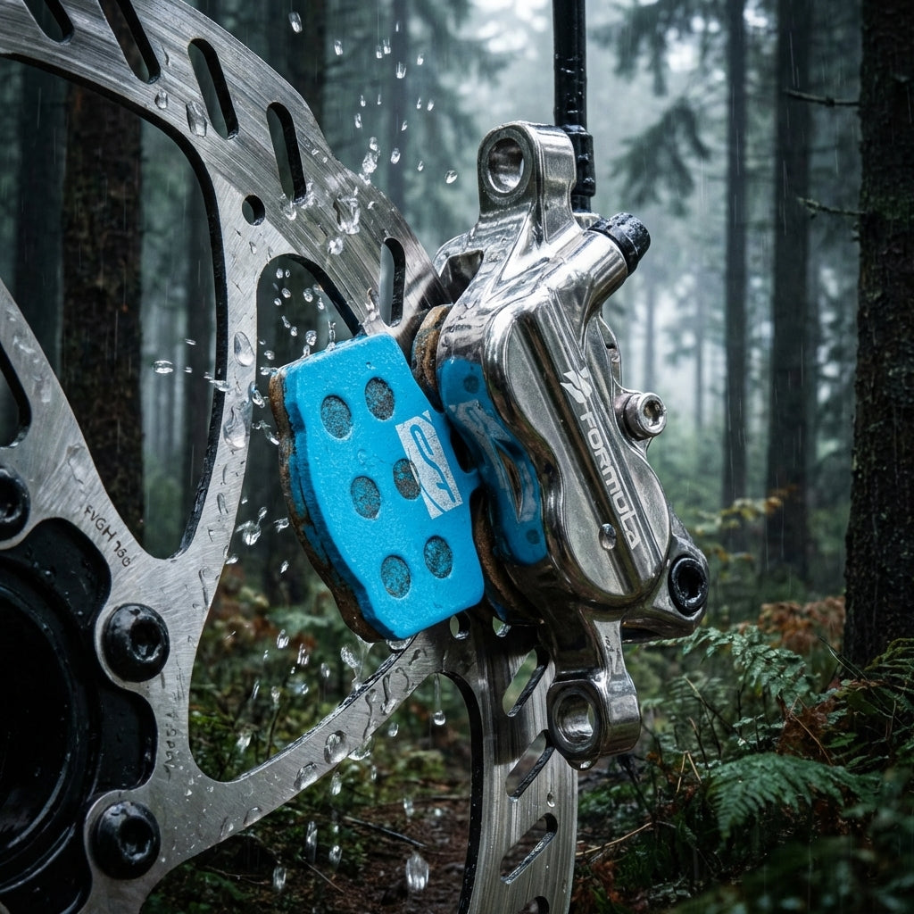 Contec DiscStop+ CBP-630 organische Bremsbeläge für Formula Cura Mega R1 Scheibenbremse mit Verschleißanzeige.