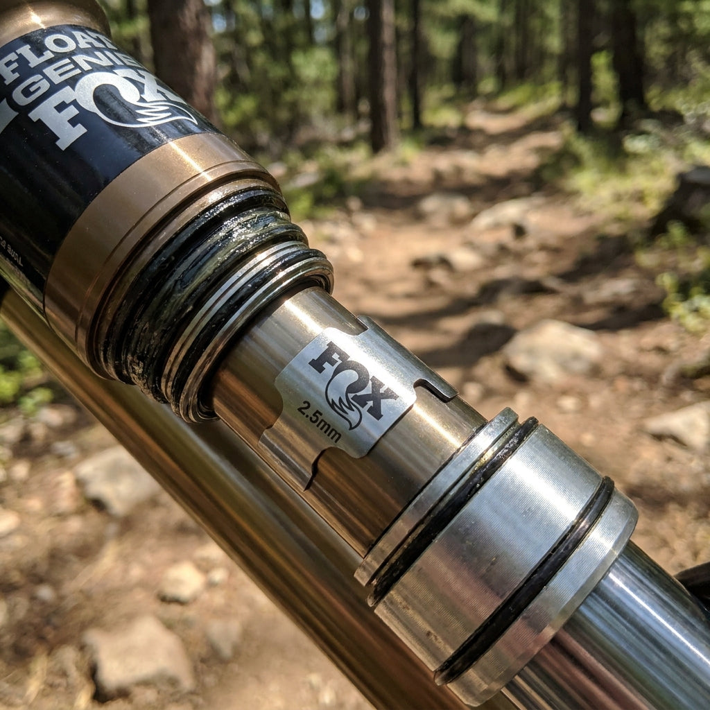 FOX Spacer 2,5mm für FLOAT GENIE Federgabeln. Präzise Hubanpassung für Mountainbike Trail & Enduro. Optimiert dein Fahrwerk.