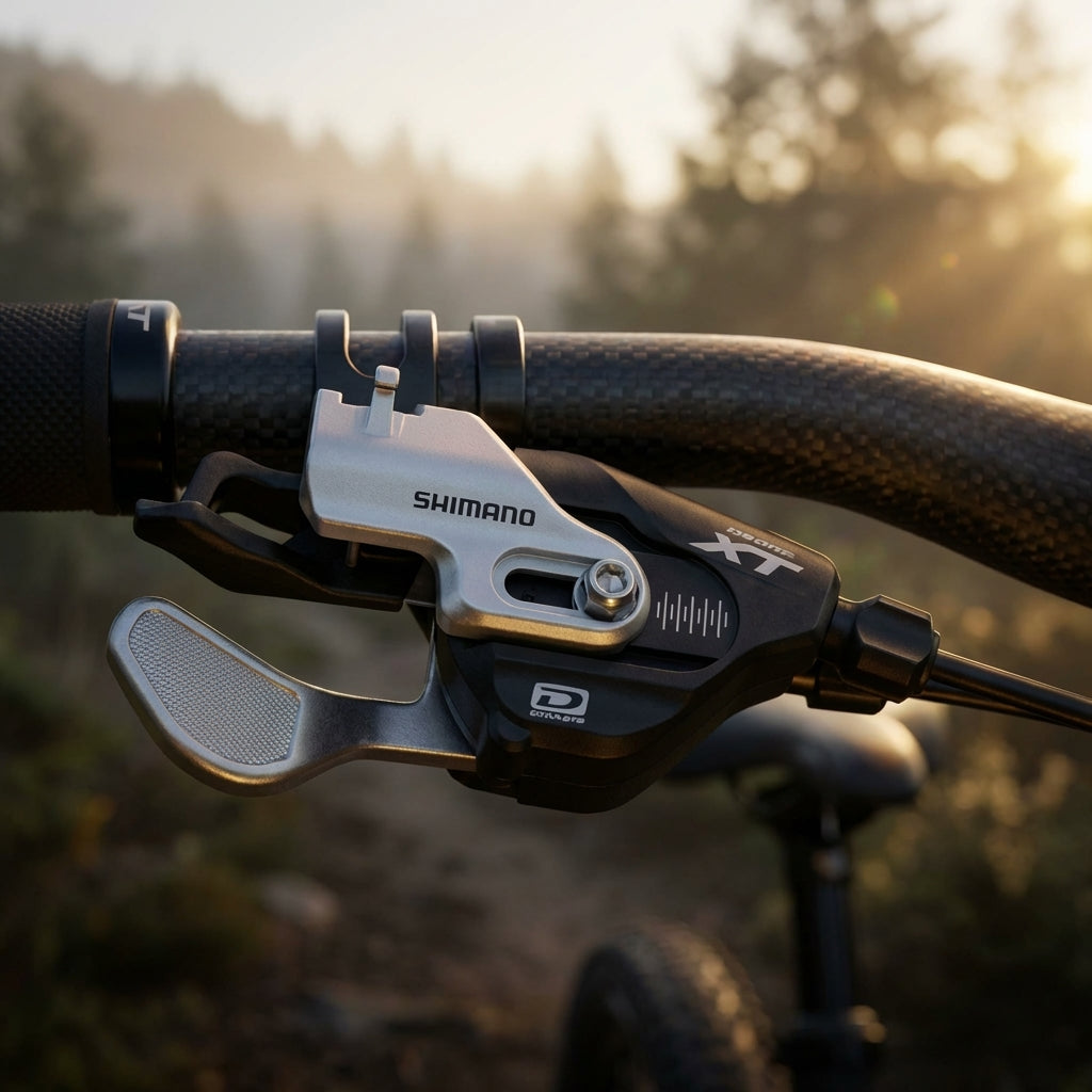 Shimano Deore XT SL-M780-I Schalthebel links 2/3-fach für präzises Schalten am Mountainbike mit I-Spec Montage.