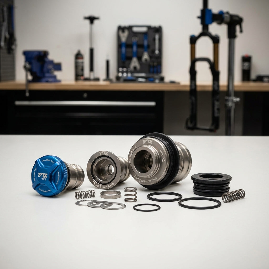 FOX Service Set Valve Stack Assy Grip X2. Original Ersatzteil für straffe Dämpfung und präzise Federgabel Performance.