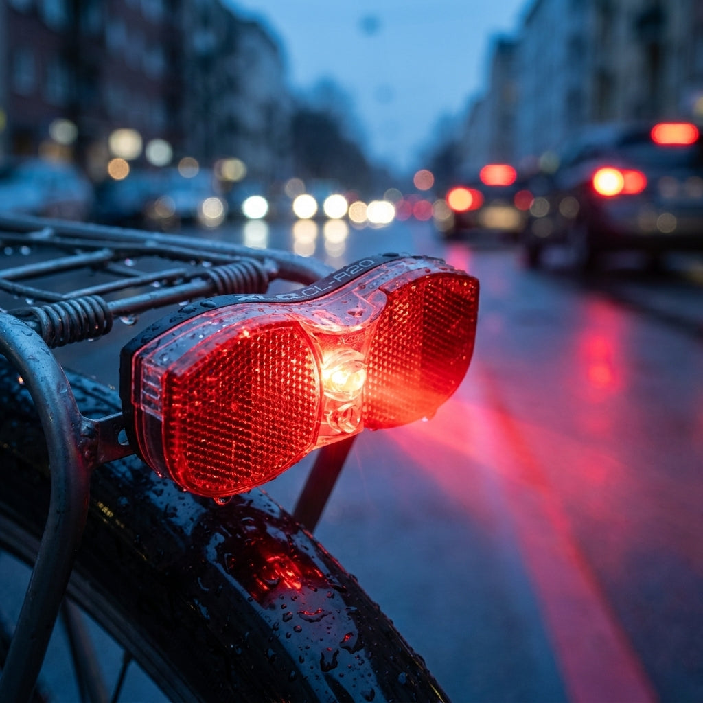XLC CL-R20 LED Rückleuchte für Gepäckträger. StVZO-konform, lange Leuchtdauer, Z-Reflektor für maximale Fahrradsicherheit.