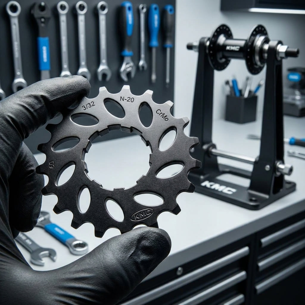 KMC Nuvinci Ritzel 20 Zähne schwarz aus Chromoly-Stahl. Langlebiger Steck-Zahnkranz für präzise Fahrradschaltung.