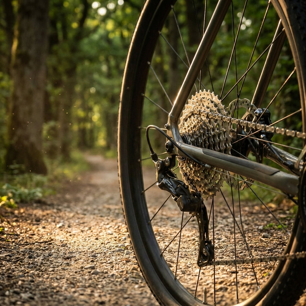 Shimano CS-HG700 Kassette 11-fach 11-34 Zähne am Gravelbike auf sonnigem Waldweg.