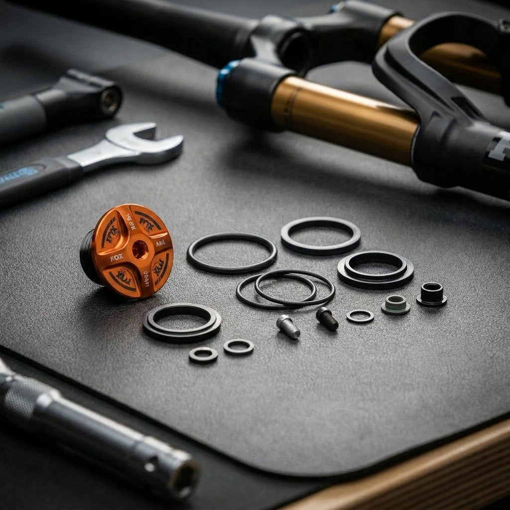 FOX Service Set 34 Rail 2.0 Dämpfer Topcap Assy für Federgabel Wartung. Originalteile für FOX 34 Gabeln. Fahrradteile.