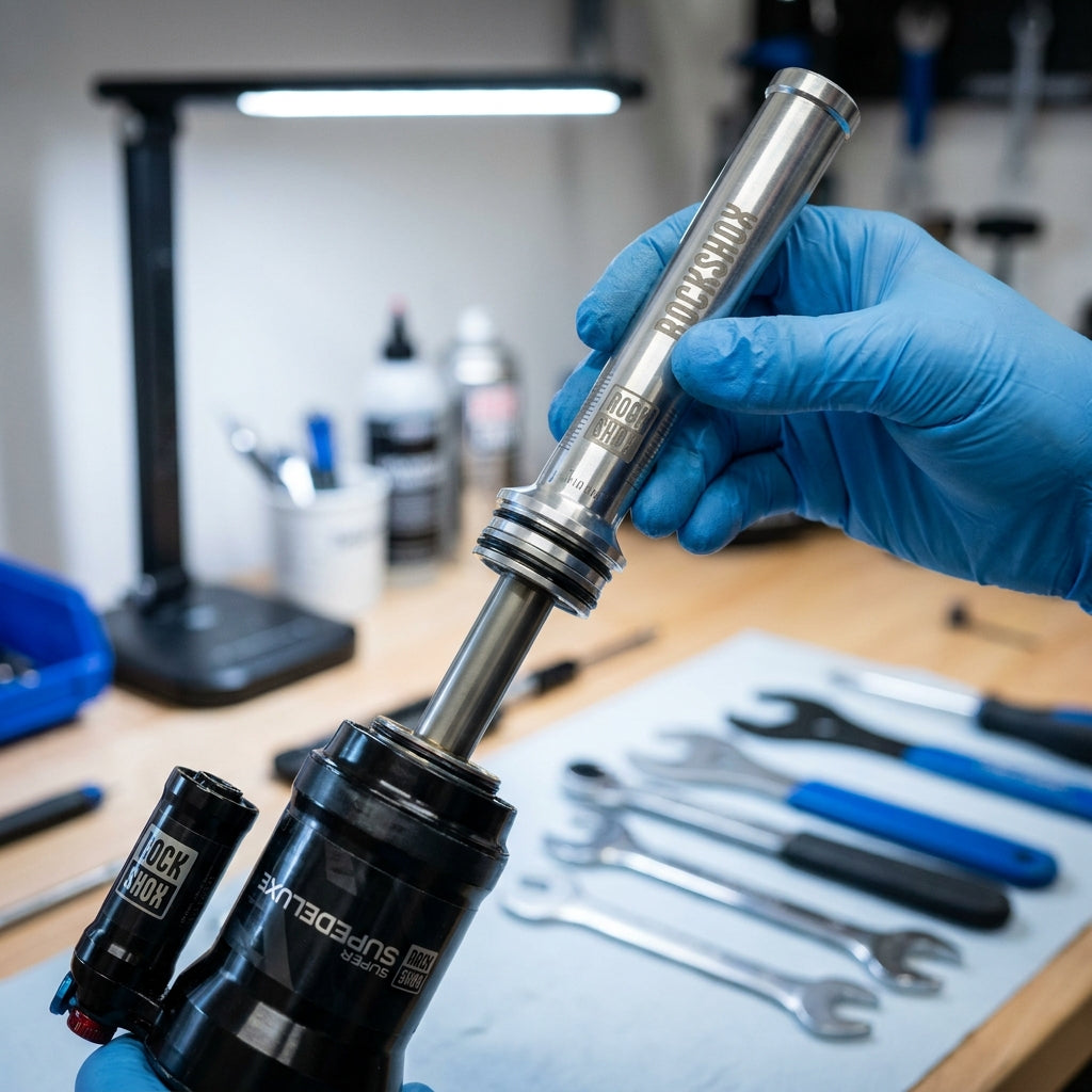 RockShox IFP Höhenwerkzeug für SuperDeluxe Dämpfer. Präzisionswerkzeug zur Federbeinwartung und Einstellung. Fahrradwerkzeug.
