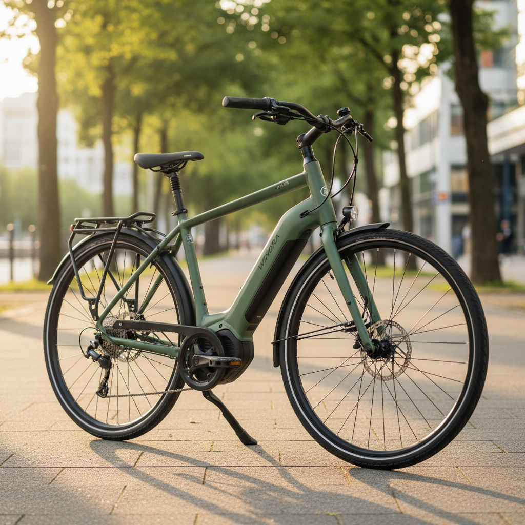 Winora TRIA X9 LOW E-Bike Muted Mantis. Komfortabler Tiefeinsteiger für Stadt und Freizeit. Ideal für Pendler und Touren.