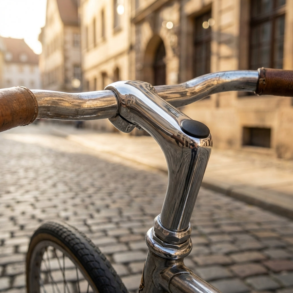 Silberner Ergotec Vorbau Eagle aus geschmiedetem Aluminium für Citybikes mit 30 Grad Winkel und 25,4 mm Klemmung.