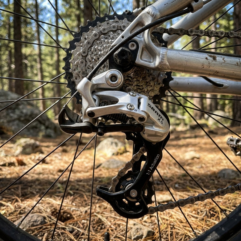 SRAM Schaltwerk X.5 36T silber, 8-/9-fach MTB Schaltwerk mit langem Käfig für präzise Schaltvorgänge auf Trails.