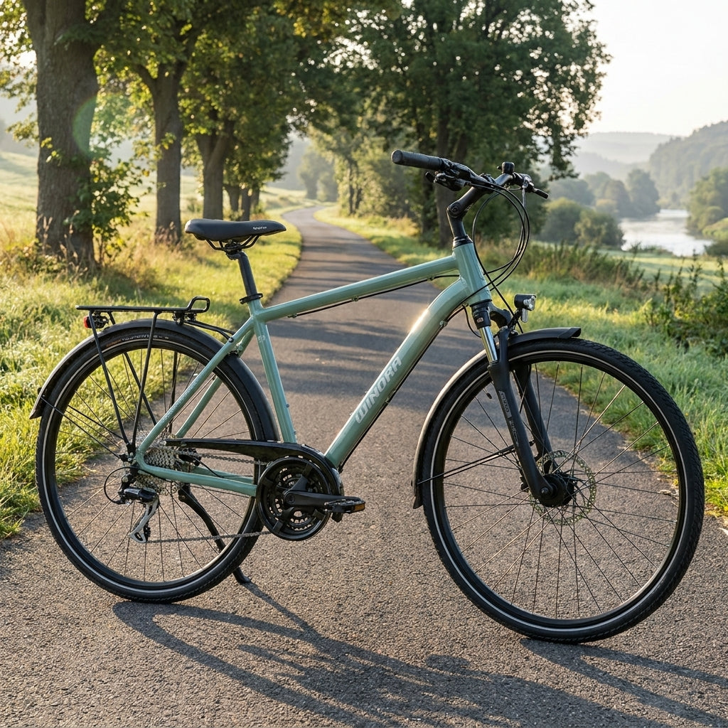 Winora Domingo X24 High Trekkingrad 28 Zoll, meadow mist glossy. 24-Gang, Federgabel, hydraulische Scheibenbremsen für Touren.