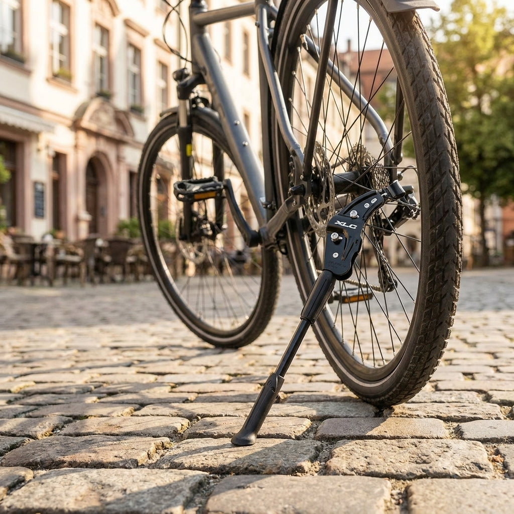 XLC Hinterbauständer KS-R05 für 24-29 Zoll Fahrräder. Stabiler, schwarzer Fahrradständer, universell passend, 25 kg Traglast.