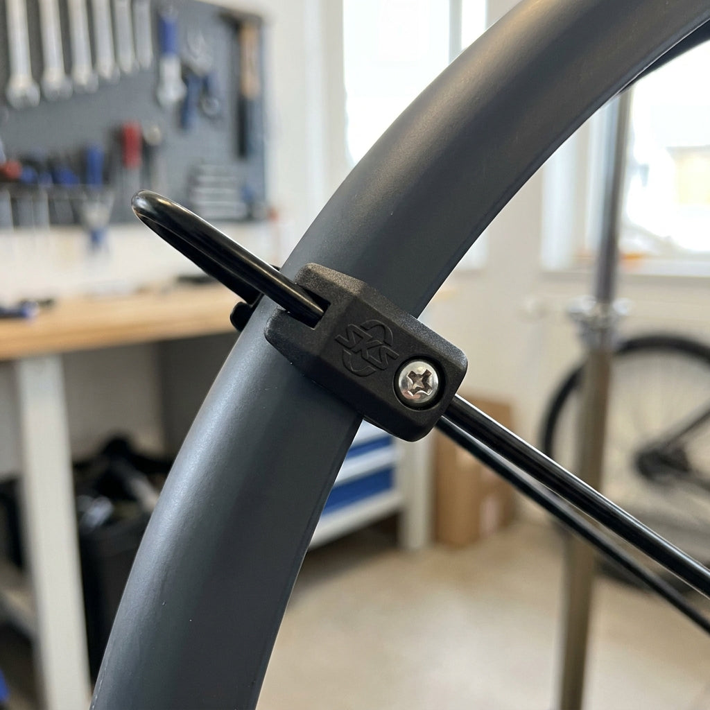SKS Strebenprofilbefestigung SPB für 3mm Schutzblechstreben. Ersatzteil für stabile Fahrrad Schutzblech Montage.