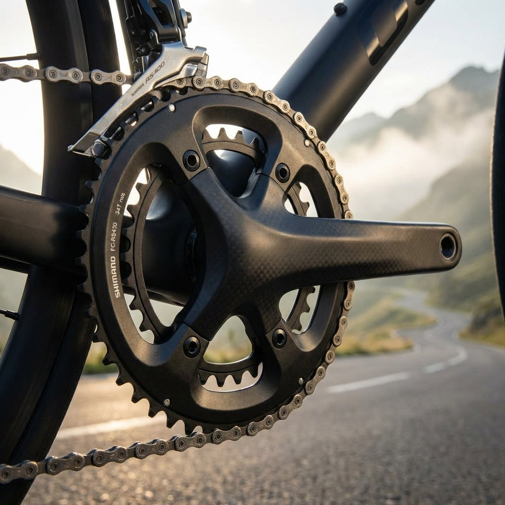 SHIMANO FC-RS400 Kettenblatt 34 Zähne für Rennrad oder Fitnessbike, präziser Antrieb auf Bergstraße.
