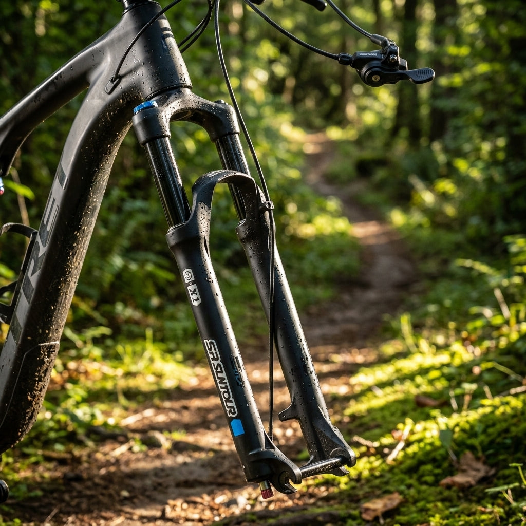 SR Suntour SF22 X1 Coil RLR 27.5 Zoll Federgabel weiß, 120mm Federweg, Remote Lockout, Scheibenbremse. Mountainbike Upgrade.