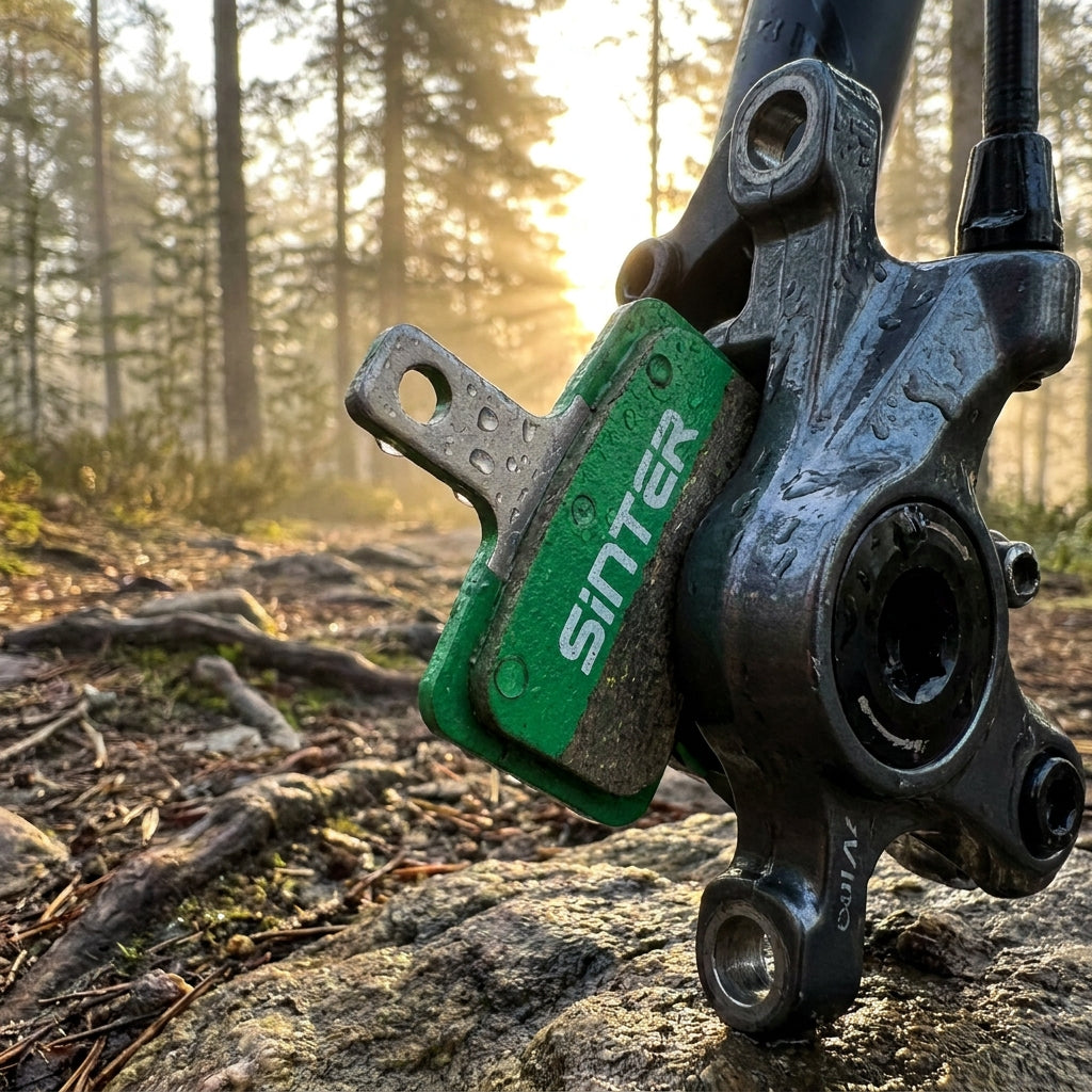 Grüner Scheibenbremsbelag Sinter 005 Avid organisch für MTB Race. Hochleistung und zuverlässige Bremskraft für Mountainbike-Enthusiasten.
