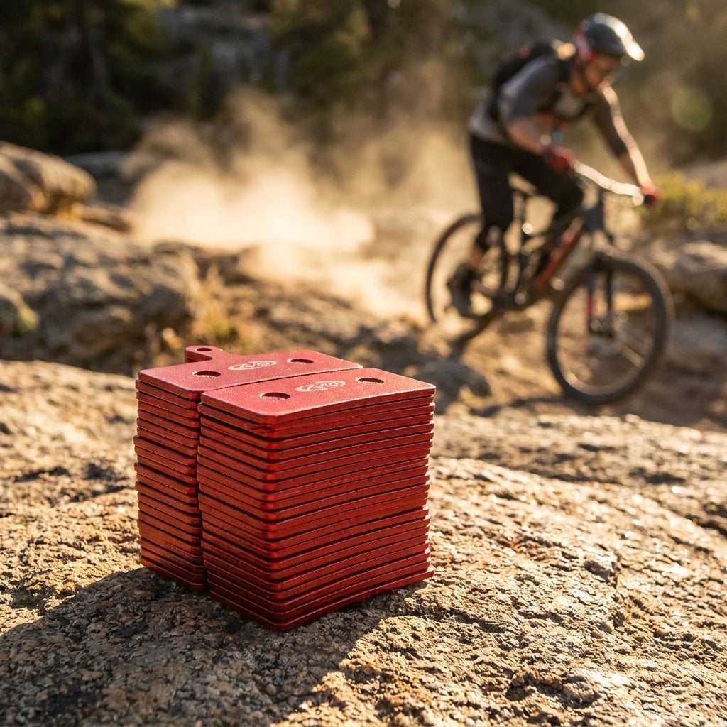 Rote Sinter Scheibenbremsbeläge für Avid MTB, 25 Stück. Hochleistungs-Bremsbeläge für Mountainbikes.