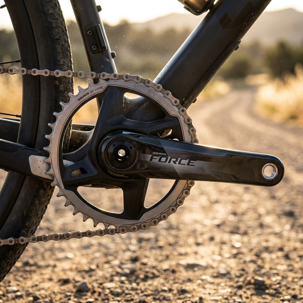 SRAM Force 1 eTap AXS Kurbelsatz 1x12 für Rennrad, Gravel, Cyclocross. Leicht, präzise, Carbon-Kurbelarme, DUB.