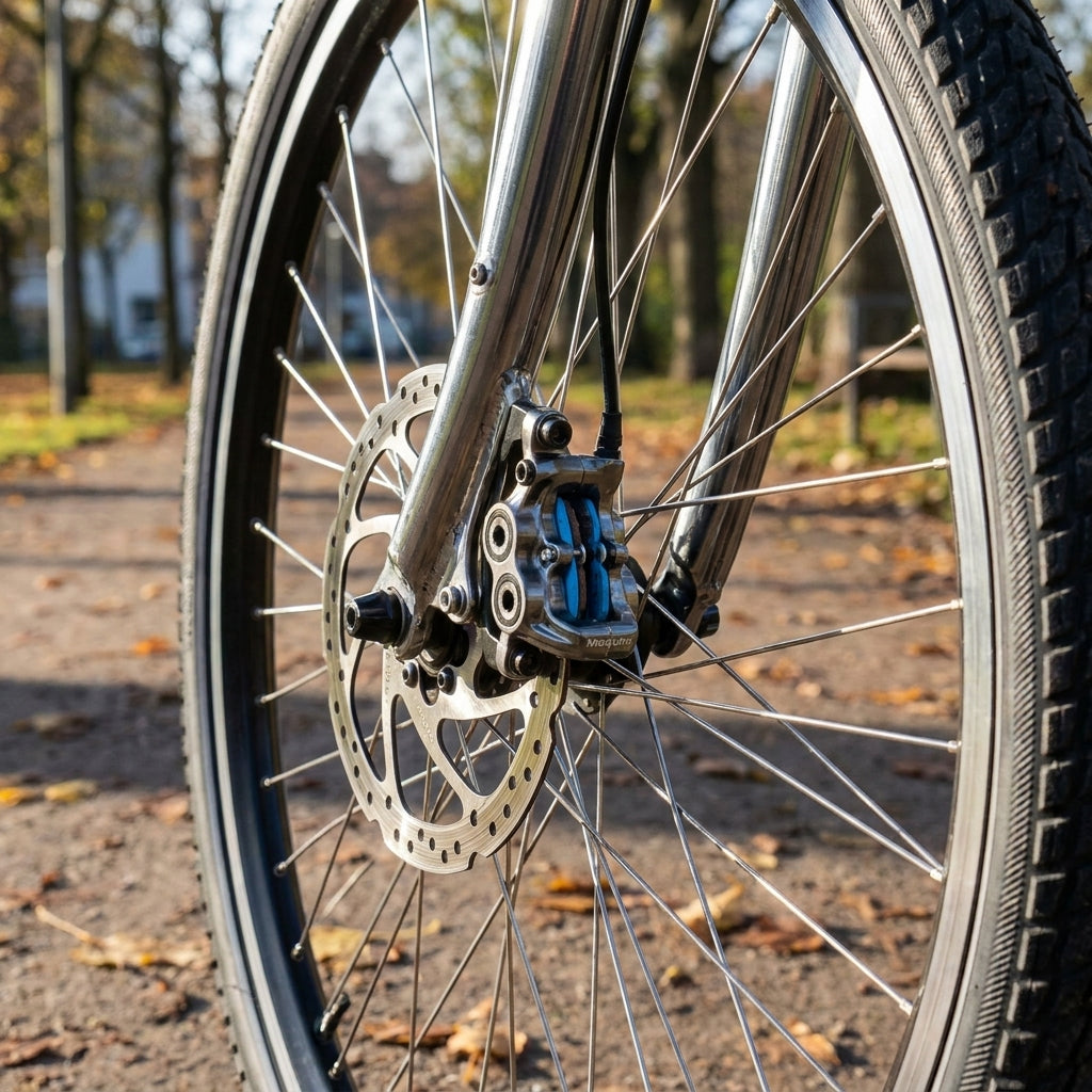 Contec Scheibenbremsbelag CBP-130 organisch an Fahrrad-Scheibenbremse am Vorderrad.