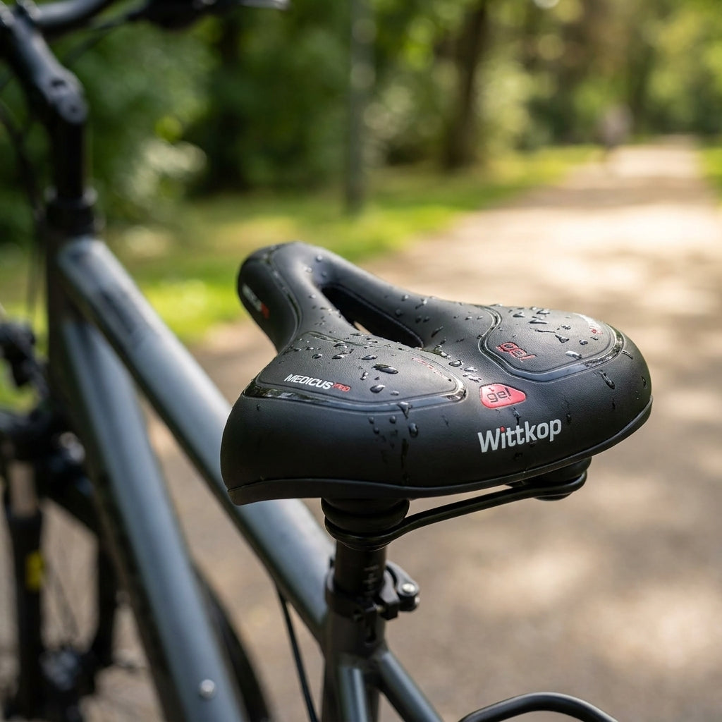 Wittkop Medicus Pro 6.3 Unisex Gel Fahrradsattel schwarz für maximalen Komfort und Druckentlastung. Ergonomischer City & Comfort Sattel.