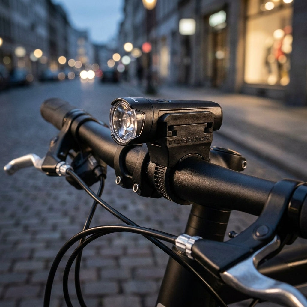 Trelock Vario Halter ZL 801 mit Kunststoffband am Fahrradlenker, universal für Trelock Fahrradlicht.