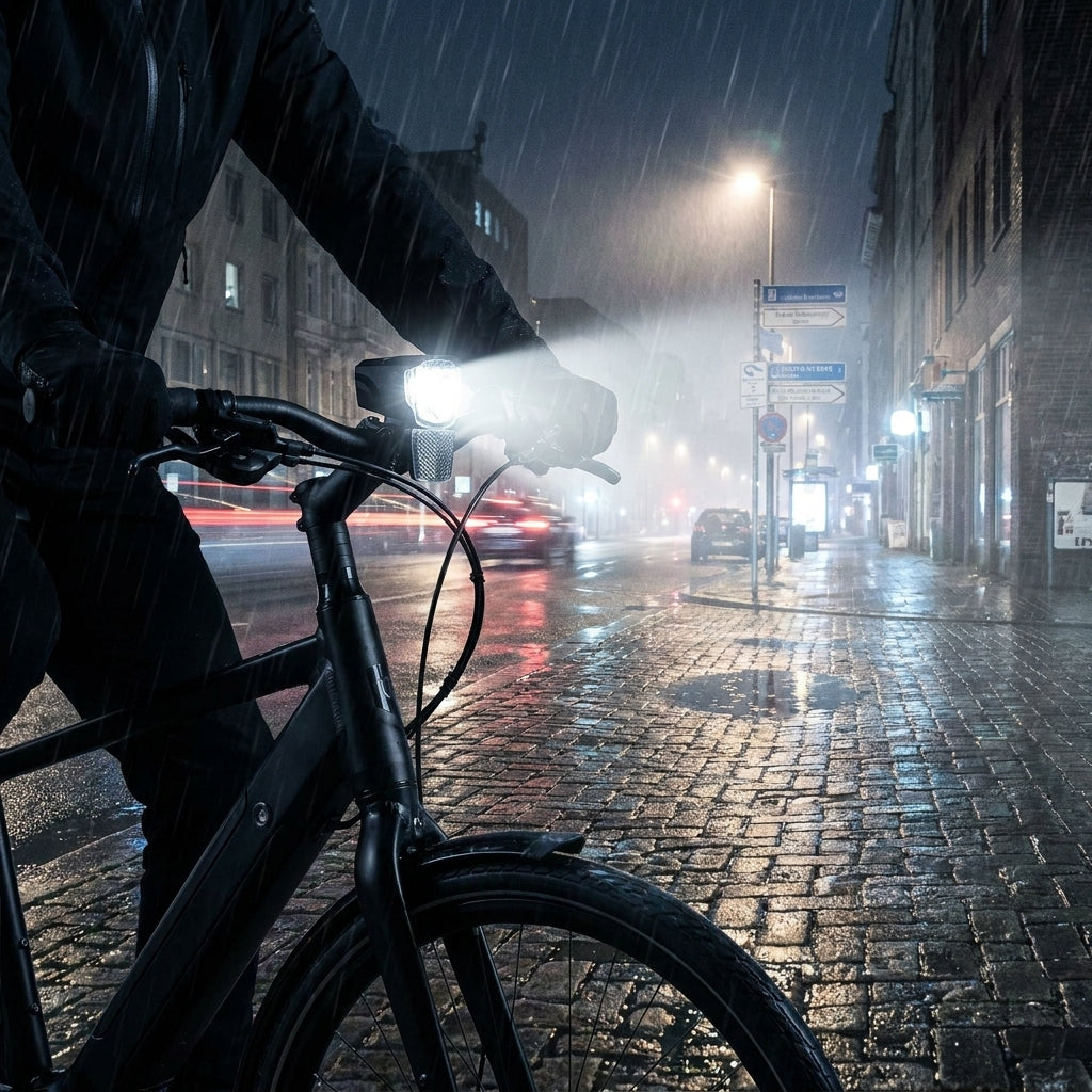 UNION E-Bikebeleuchtung vorn 50 Lux: Helle Frontleuchte am E-Bike bei Nacht und Regen für sichere Fahrt.