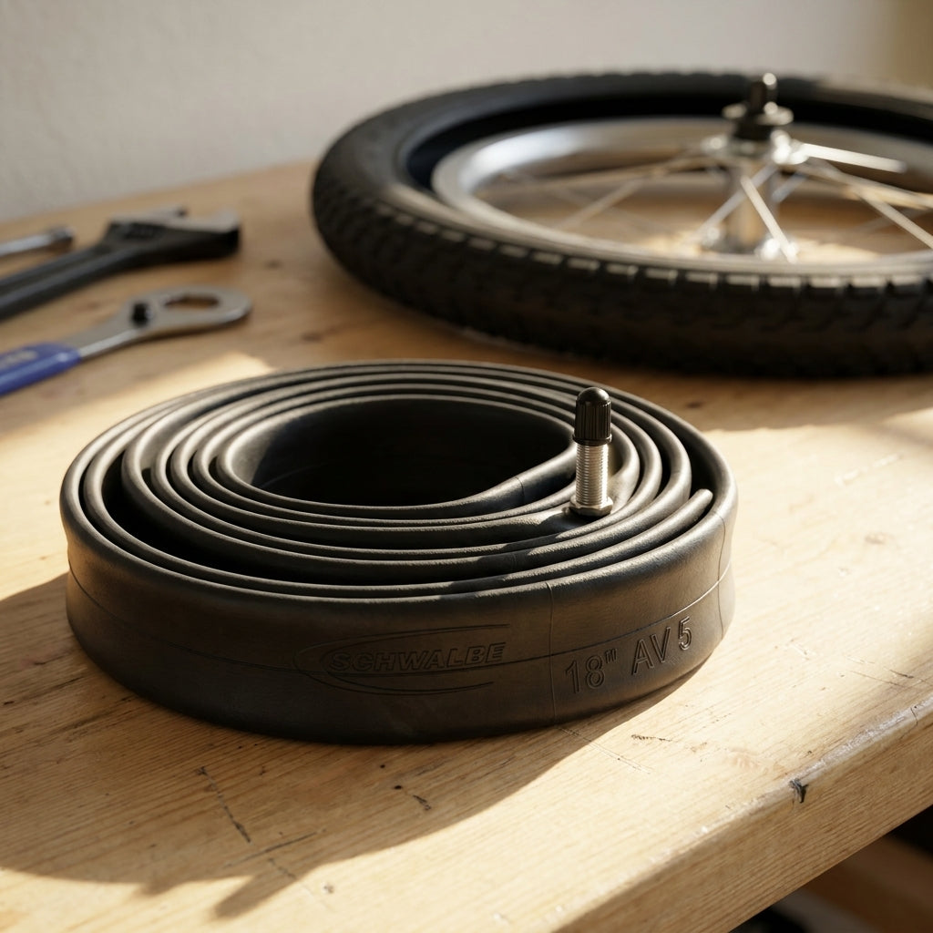 Schwalbe AV5 Fahrradschlauch 18 Zoll mit Autoventil. 2er-Pack für hohe Funktionssicherheit und einfache Wartung. Ideal für Kinderfahrräder.