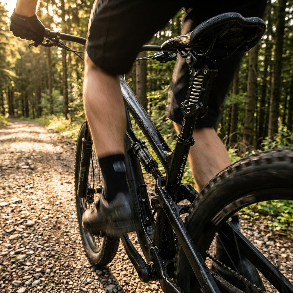 by,schulz Federstütze G.2 LT Hard schwarz. Komfortable Parallelogramm-Sattelstütze für Mountainbike, E-Bike. Dämpft Schläge effektiv.
