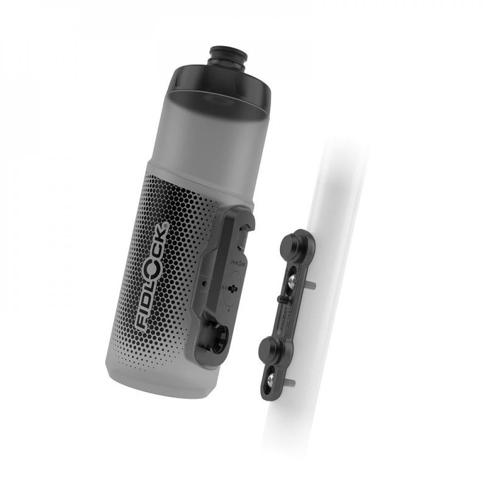Fidlock TWIST Bottle 600ml + Bike Base Smoke Magnet-Mechanische Fahrradflasche für sicheres Einrasten und einfache Entnahme, BPA-frei, inkl. Halterung