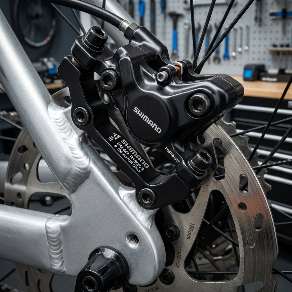 SHIMANO Scheibenbremsadapter hinten PM IS 180 mm für 180mm Bremsscheiben am Fahrrad.