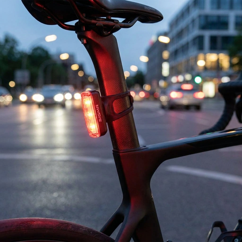 Sigma Silikon Halter für Rücklicht an Aero Sattelstütze. Flexible Fahrradhalterung für Blaze, Infinity, Curve.