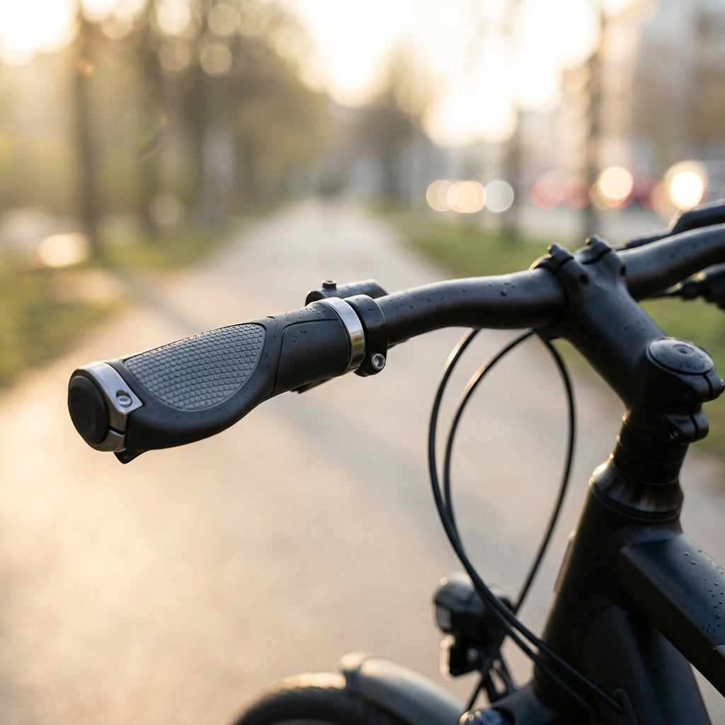 Ergotec Frisco AKS-08/1 ergonomische Fahrradgriffe aus Kraton-Gel in Schwarz-Grau für City- und Trekkingräder.