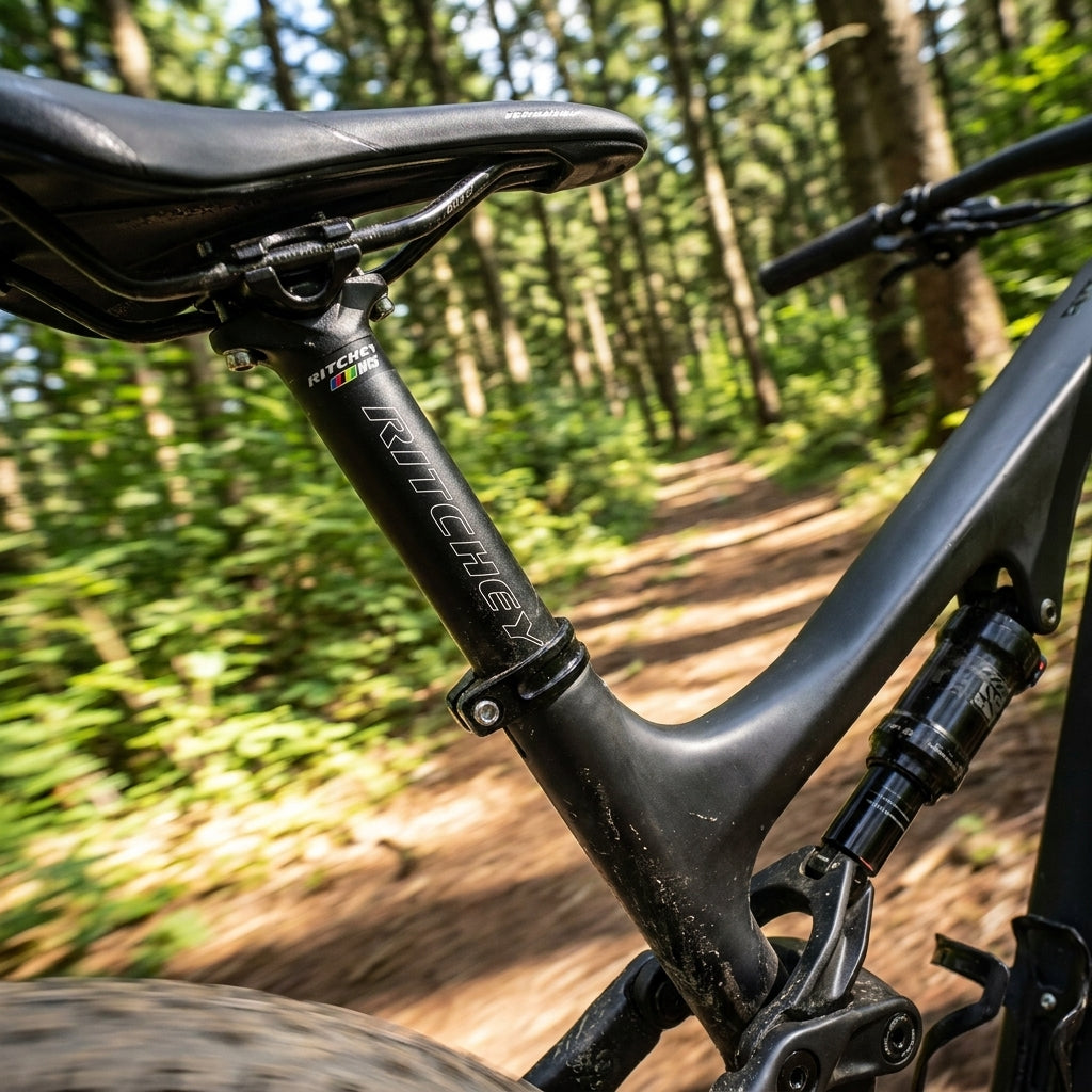 Ritchey WCS Trail 2-bolt Sattelstütze 30.9mm, mattschwarz für Mountainbikes. Präzise, stabil, für anspruchsvolle Trails.