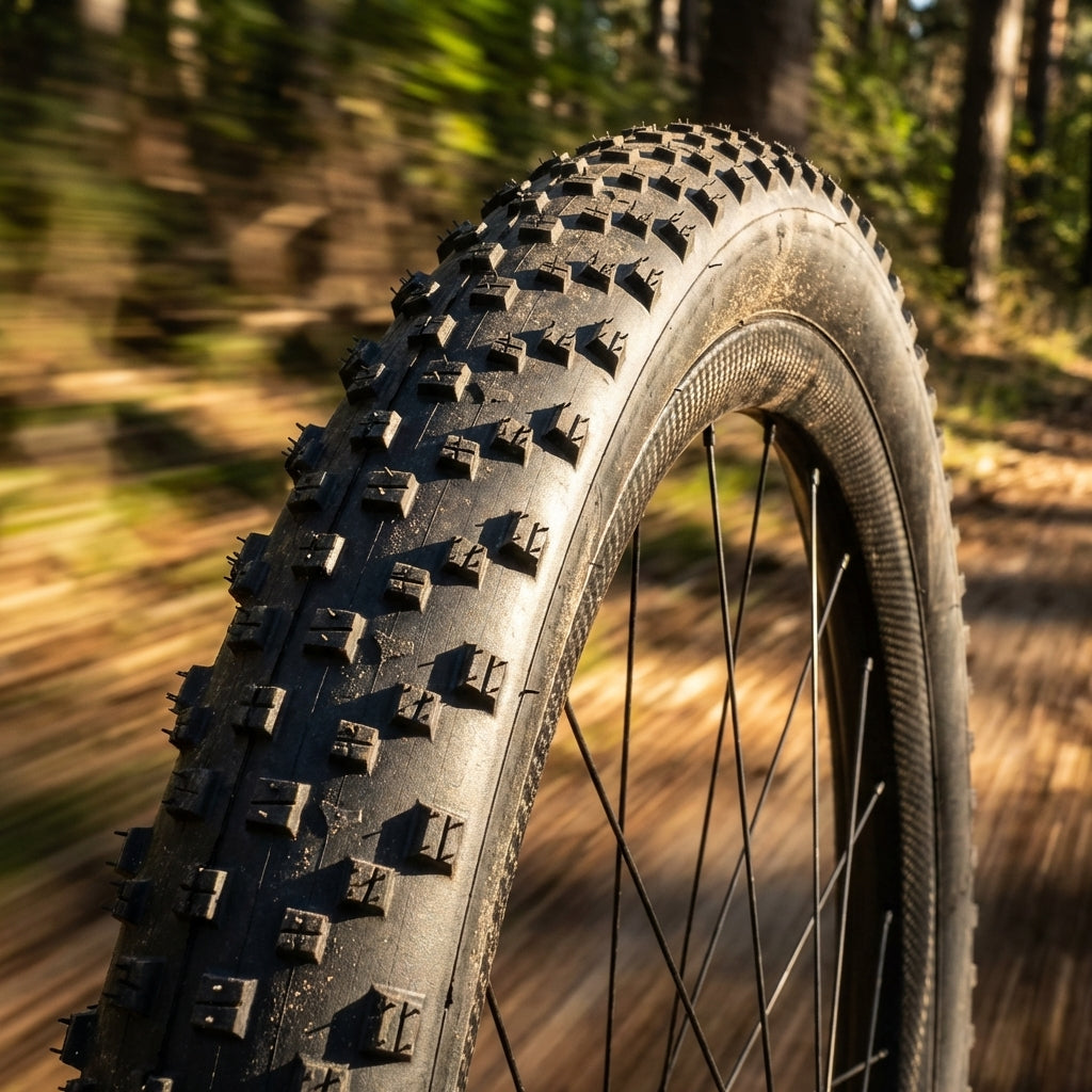 Wolfpack Speed 27.5x2.40 MTB Reifen schwarz TLR faltbar auf sonnigem Trail in Bewegung.