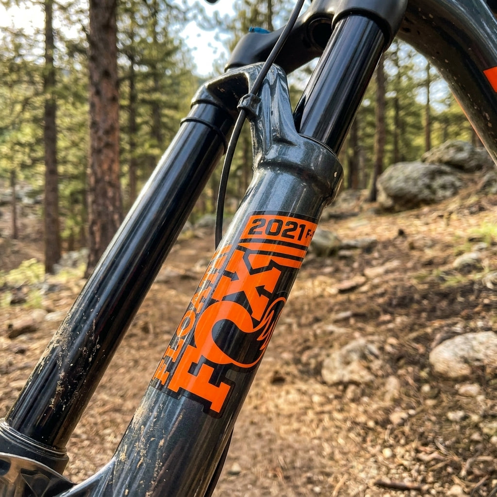 FOX Decal 2021 F-S FLOAT Orange Aufkleber für Mountainbike Federgabel und Dämpfer. Schutz und Design-Upgrade für FOX Fahrwerk.