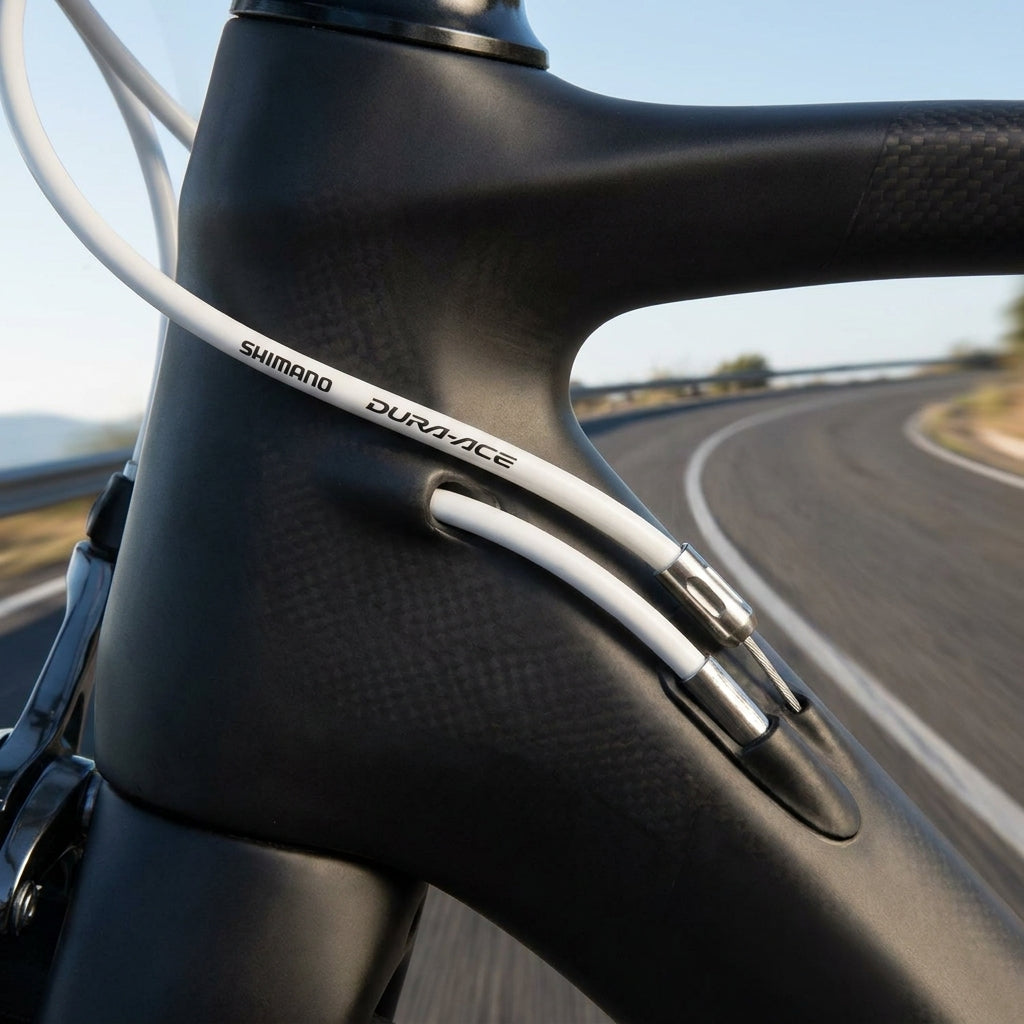 SHIMANO Rennrad Schaltzug-Set polymerbeschichtet weiß. Für präzise, reibungsarme Schaltung. Optimiere dein Fahrerlebnis.