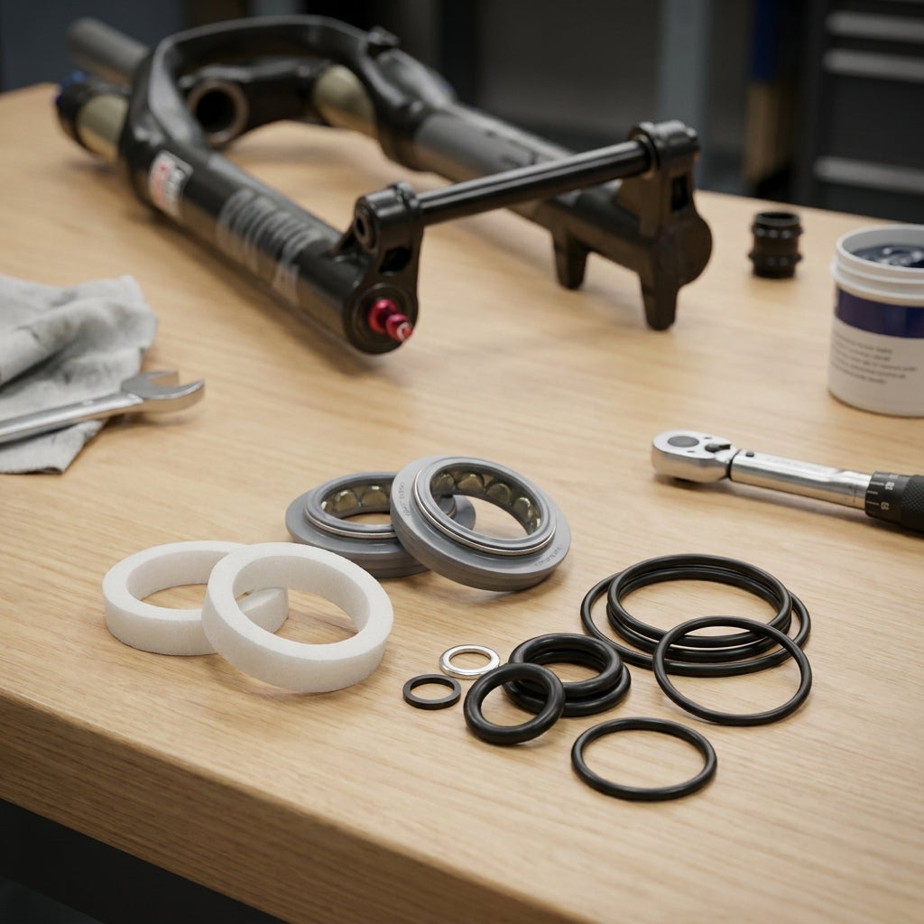 RockShox Recon Gold Solo Air Federgabel Service-Kit Basic (2012-2016) mit Dichtungen, O-Ringen, Lagern und Werkzeugen.