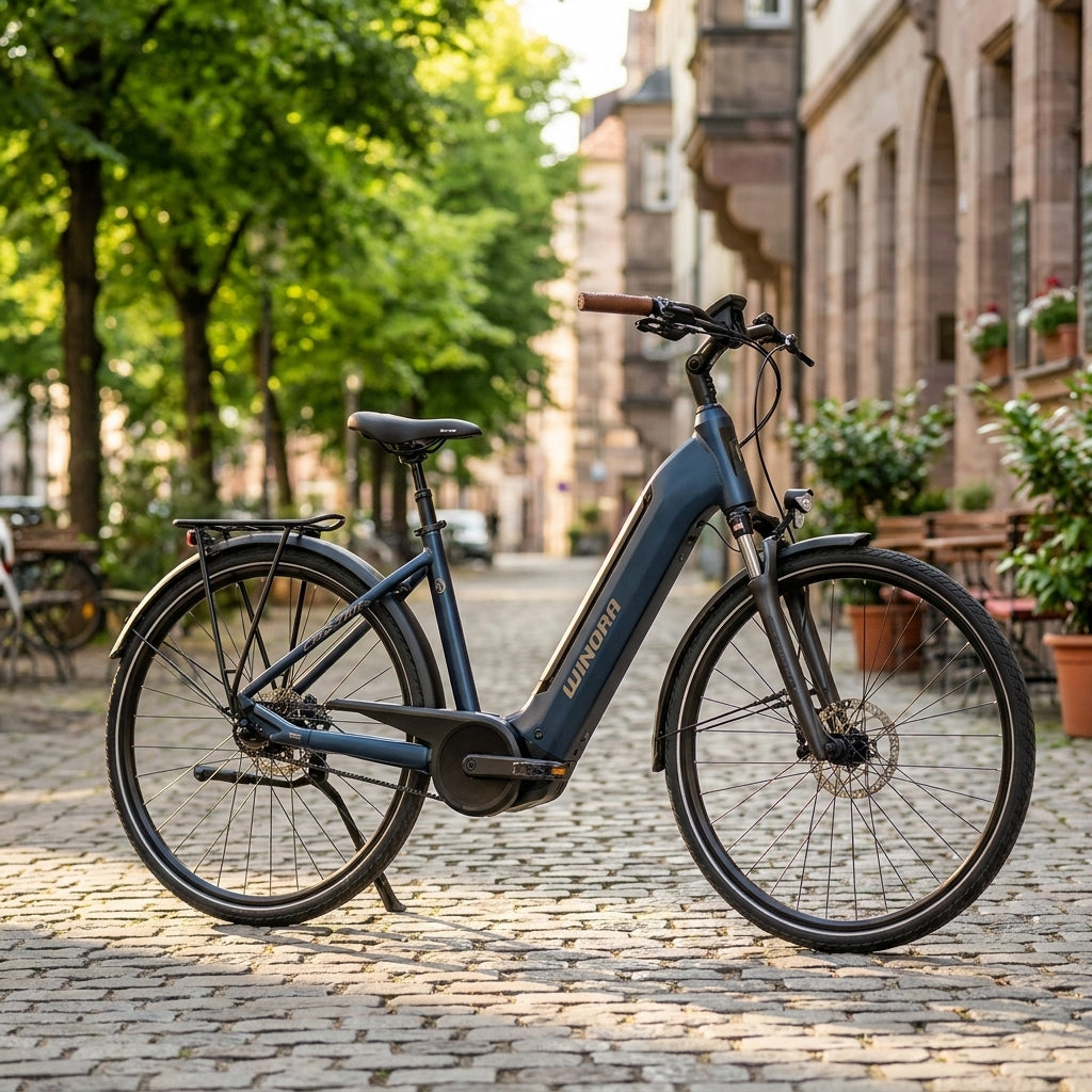 Winora TRIA R5 LOW E-Bike (i625Wh) in Cavalry. Komfortables Tiefeinsteiger City-E-Bike für entspannte Fahrten von fahrrad-teile-shop.