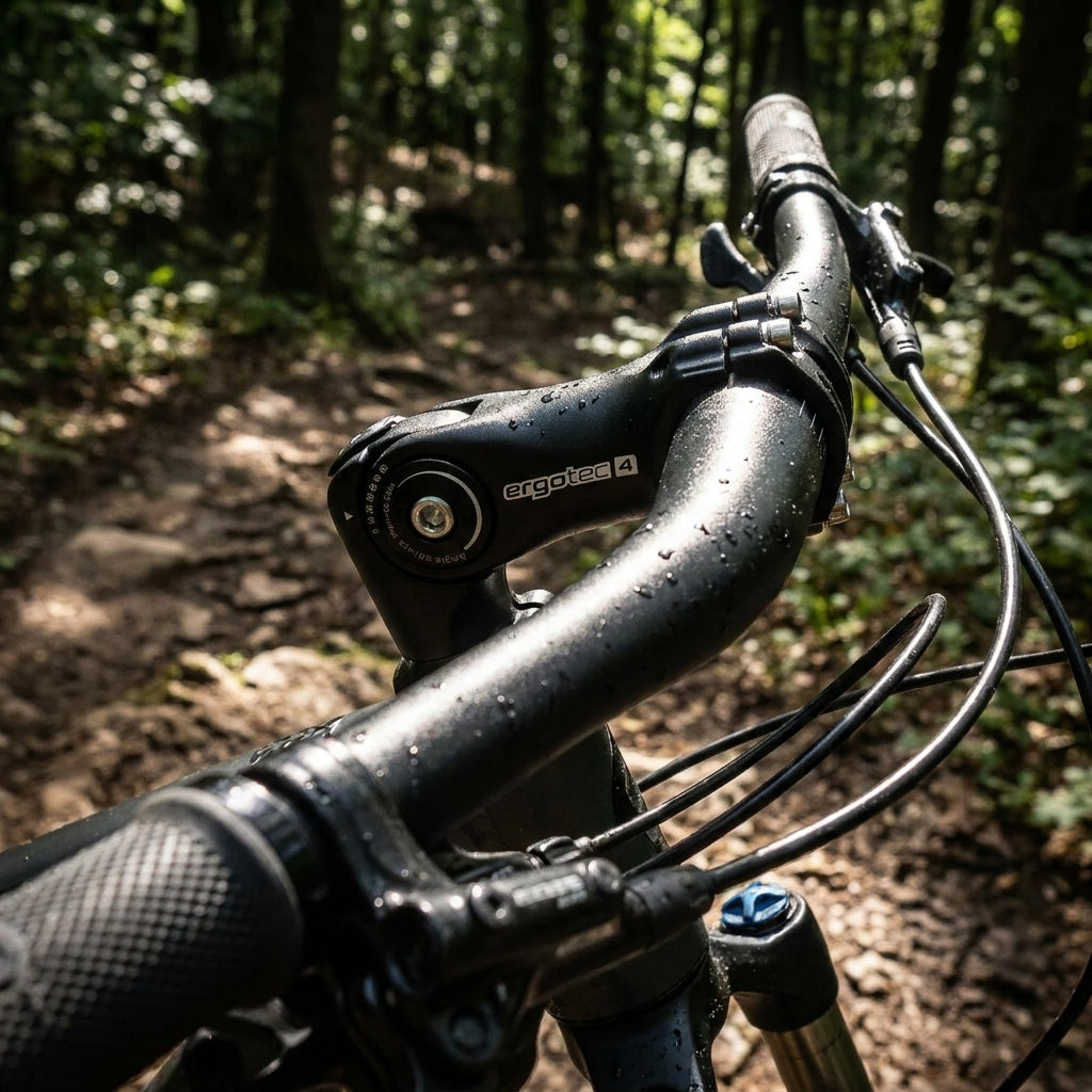 Ergotec AHEAD Vorbau Octopus 50 schwarz, 31.8mm Lenker, 110mm Länge. Stabil, präzise für MTB, Trekking, City Fahrrad.