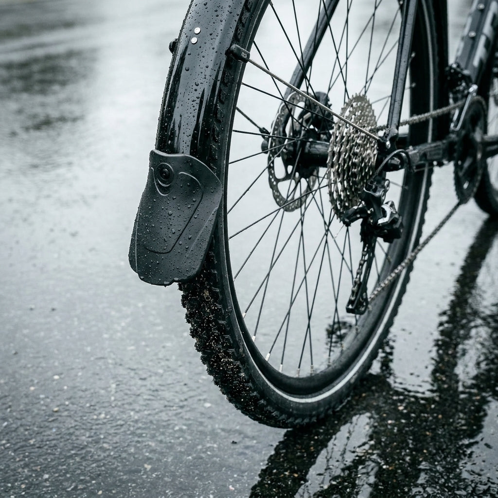 SKS Spoiler Pro Schutzblechverlängerung 50-60mm am Fahrrad. Optimaler Spritzschutz für trockene Fahrten bei Nässe.
