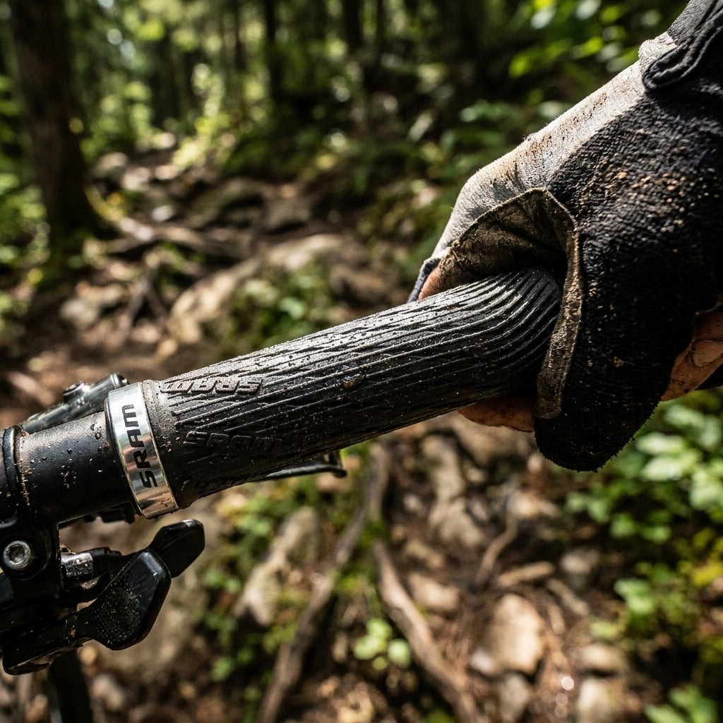SRAM XX1 Gripshift Lockring Griffe, schwarz/silber. Präziser Halt für Mountainbike XC Trail. Rutschfest, sichere Klemmung.