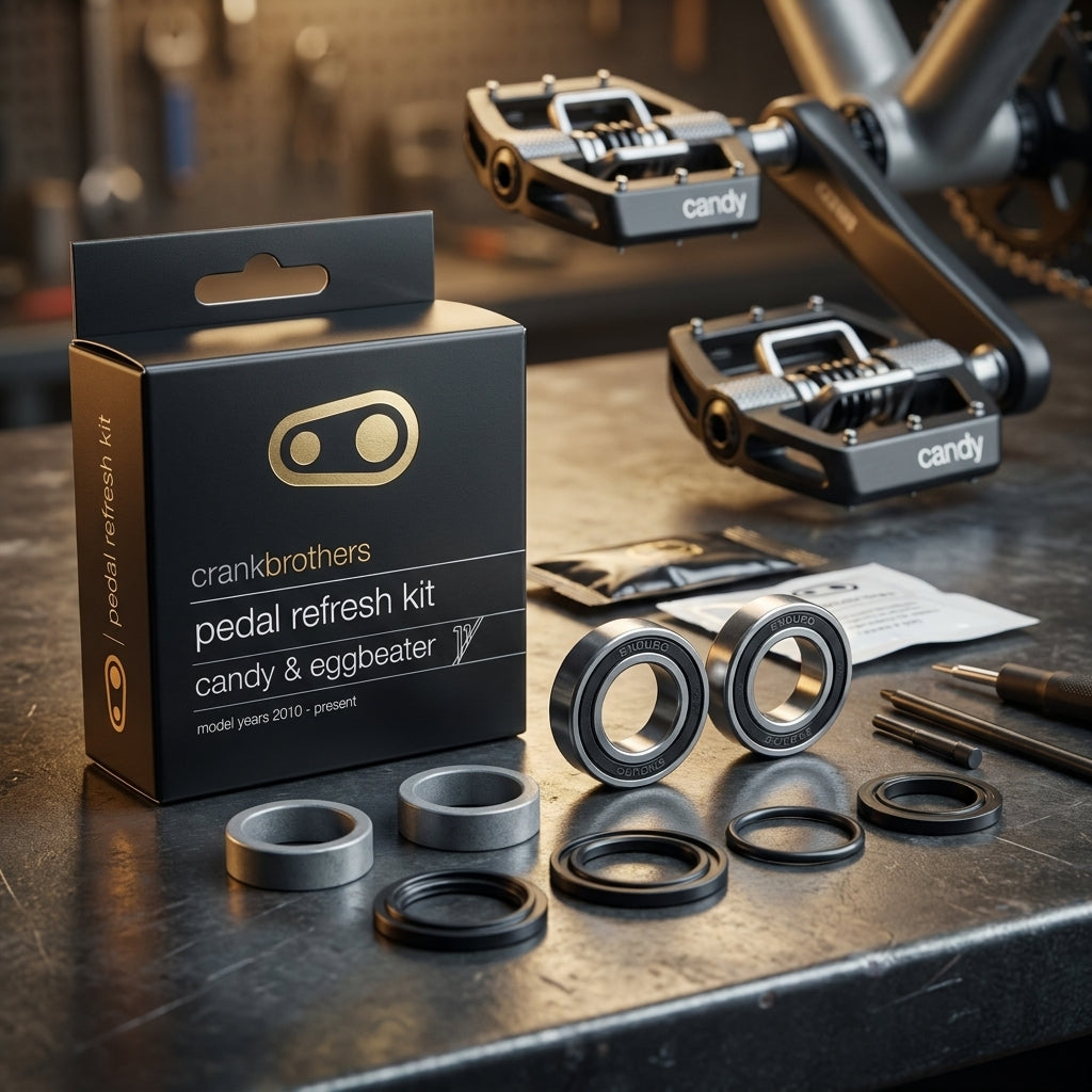 Crankbrothers Pedal Rebuild Kit für Eggbeater & Candy. Wartung mit Enduro Lagern für Top-Performance und längere Pedallebensdauer.