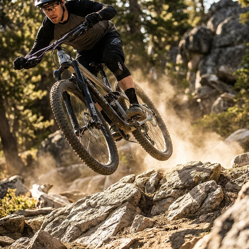SR Suntour RS18 TRIAIR 3CR Dämpfer für Downhill, Freeride, Enduro Mountainbikes. Luftfederbein mit Einstellung.